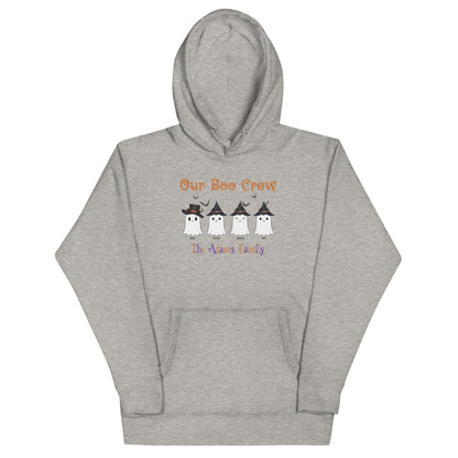 Custom Boo Crew Family Hoodie – Halloween Ghost Parade featuring personalized ghost designs for the whole family.