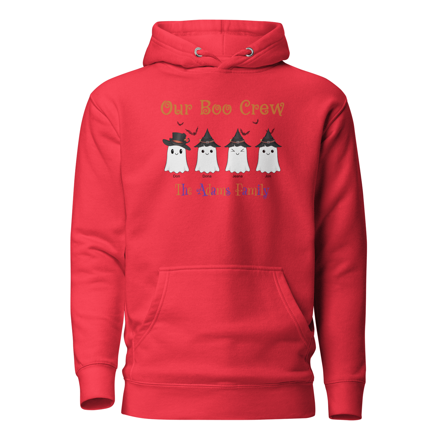 Custom Boo Crew Family Hoodie – Halloween Ghost Parade with adorable ghost characters for family celebration.