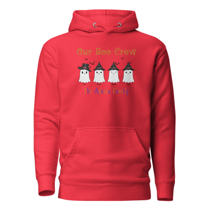 Custom Boo Crew Family Hoodie – Halloween Ghost Parade with adorable ghost characters for family celebration.