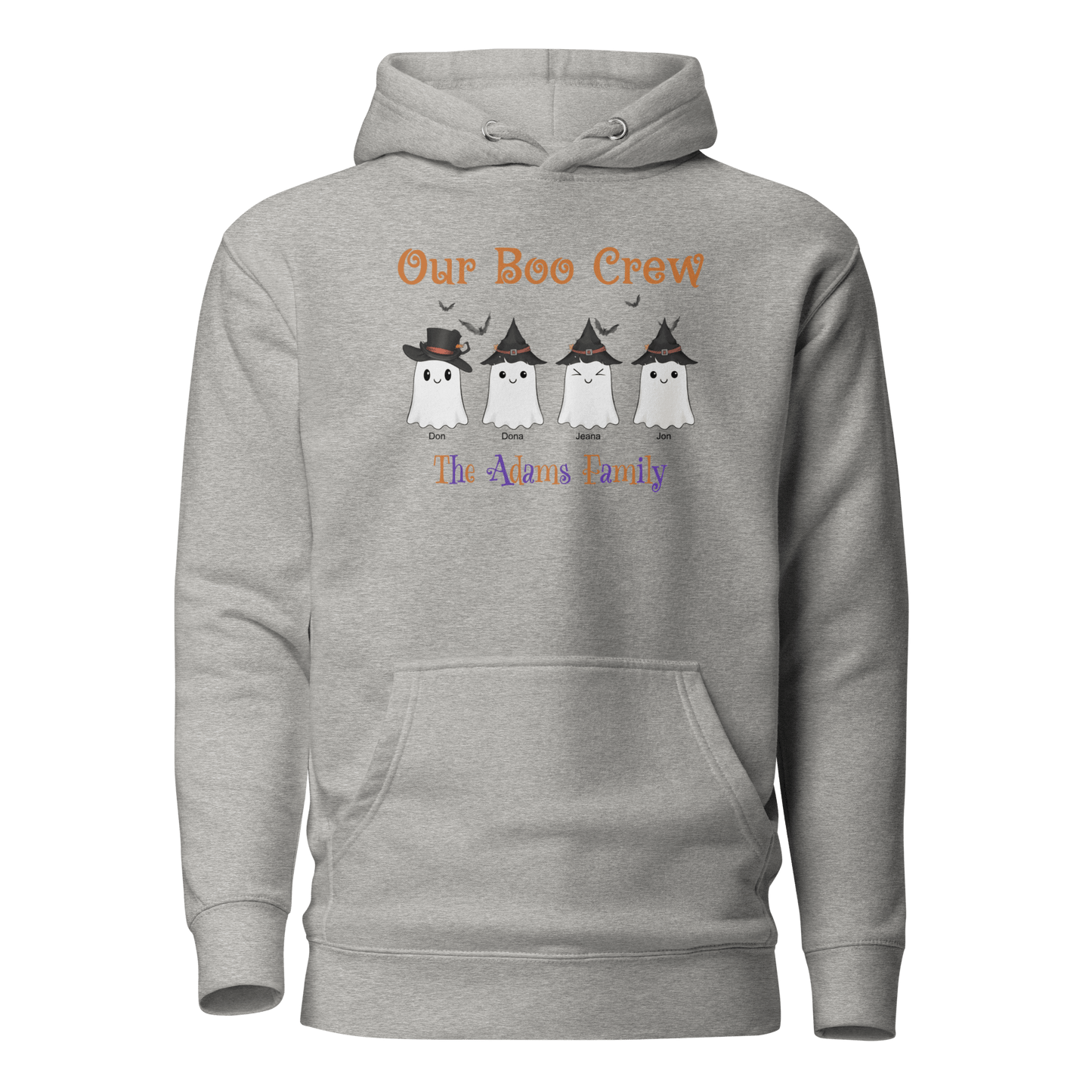 Custom Boo Crew Family Hoodie – Halloween Ghost Parade featuring adorable ghost characters for family celebrations.