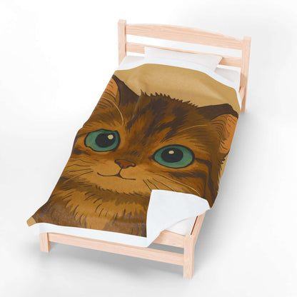 Cartoon Pet Blanket – Custom Plush Throw Featuring Your Pet’s Portrait in vibrant cat illustration.