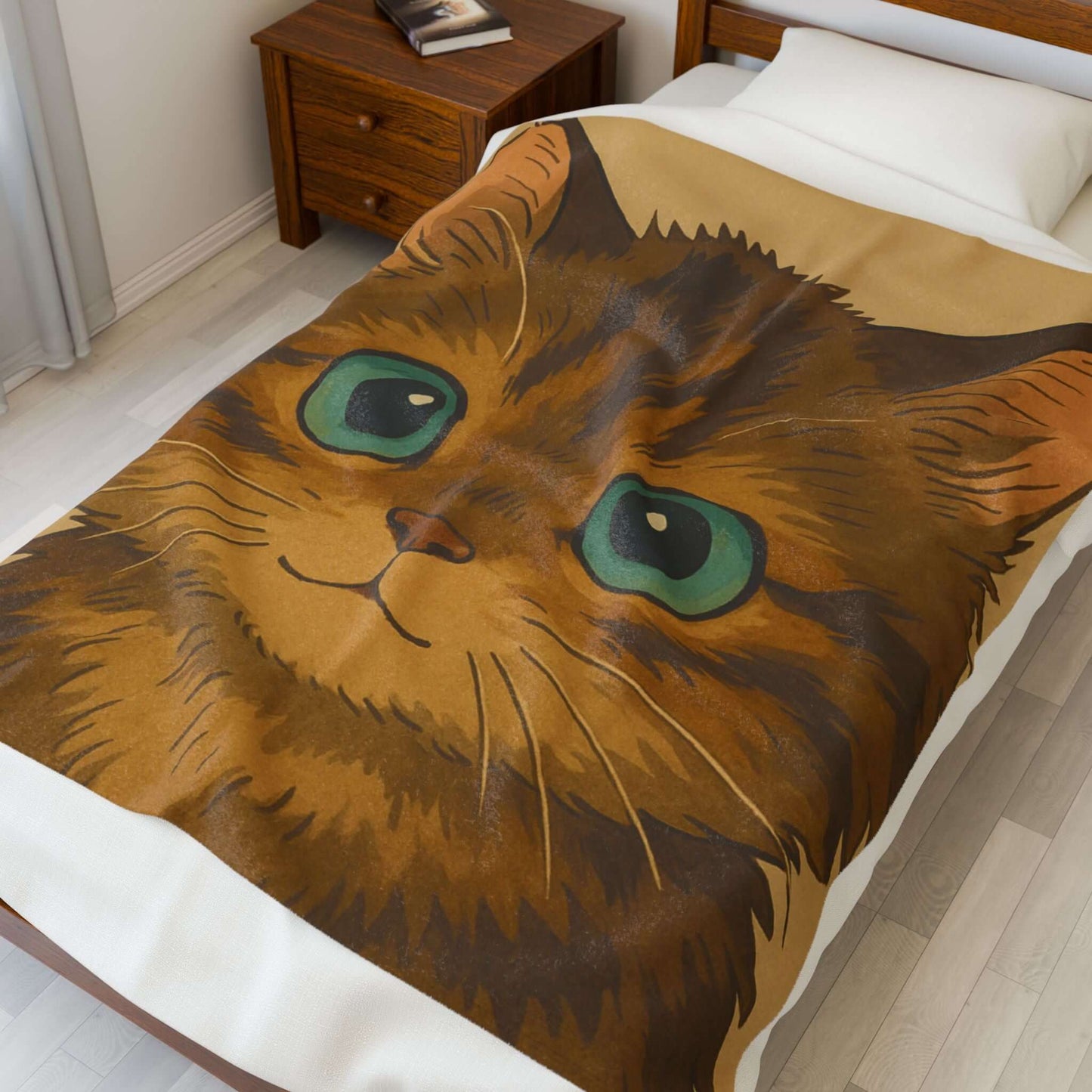 Cartoon Pet Blanket – Custom Plush Throw Featuring Your Pet’s Portrait with a cuddly cat design.