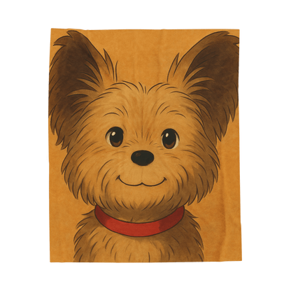 Cartoon Pet Blanket – Custom Plush Throw Featuring Your Pet’s Portrait showcasing a cute cartoon dog illustration.