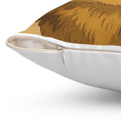 Cartoon Pet Pillow – Custom Illustration from Your Pet’s Photo close-up of zipper detail on whimsical pet design.