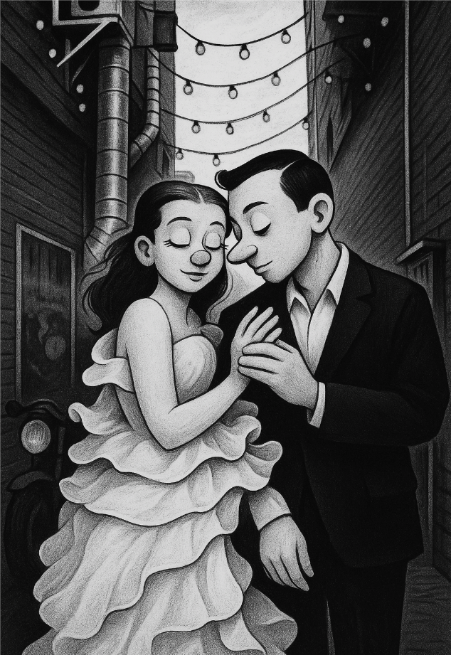 Custom Playing Cards – Upload, Cartoonize, Celebrate design featuring a couple in an alley celebrating their love.