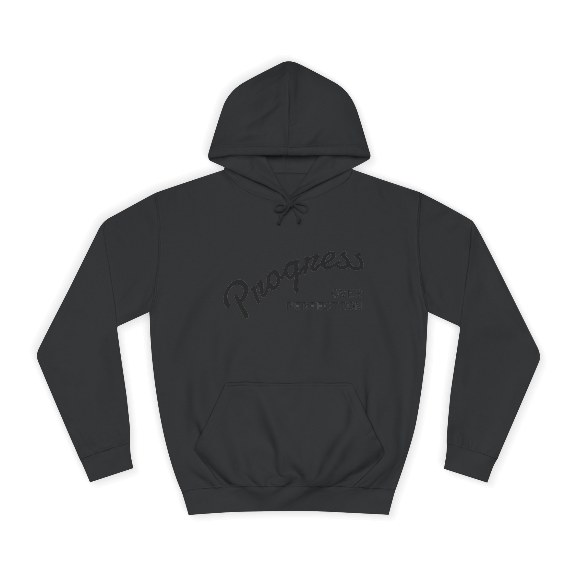 Custom College Hoodie – Add Your Photos, Text & Emojis Your Way in dark color with a motivational message.