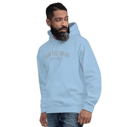 Custom College Hoodie – Your Mantra, Your Mood in light blue with sarcastic print.