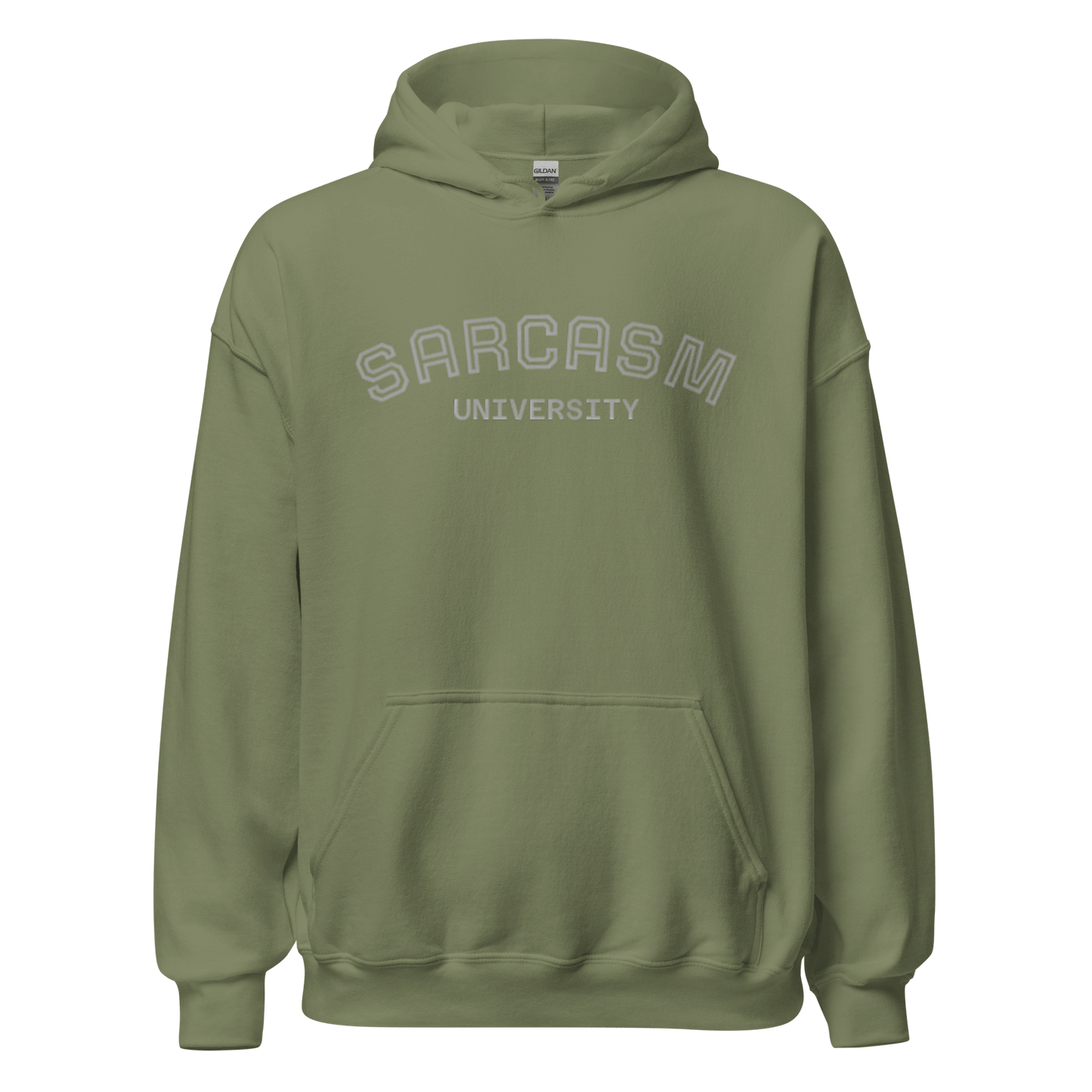 Custom College Hoodie – Your Mantra, Your Mood in green with 'SARCASTM UNIVERSITY' print
