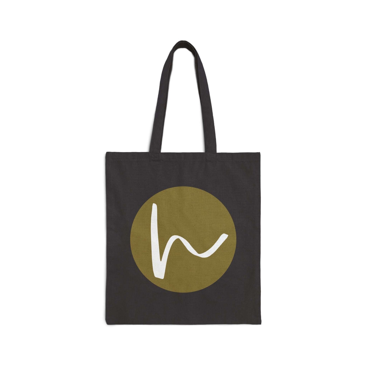 Custom Cotton Canvas Tote Bag – Upload Your Own Design with a unique logo on a dark background.