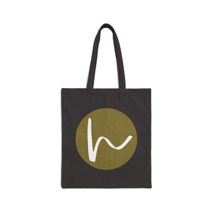 Custom Cotton Canvas Tote Bag – Upload Your Own Design with a unique logo on a dark background.