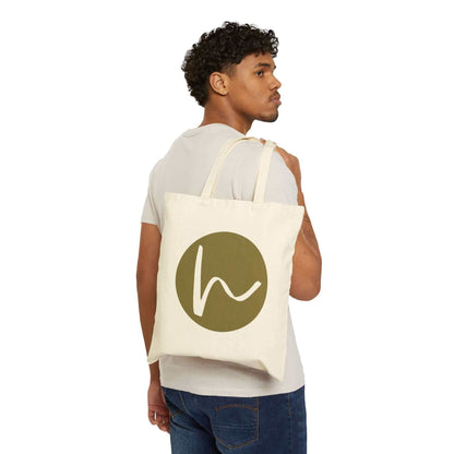 Custom Cotton Canvas Tote Bag – Upload Your Own Design on a model's shoulder showcasing personalized style