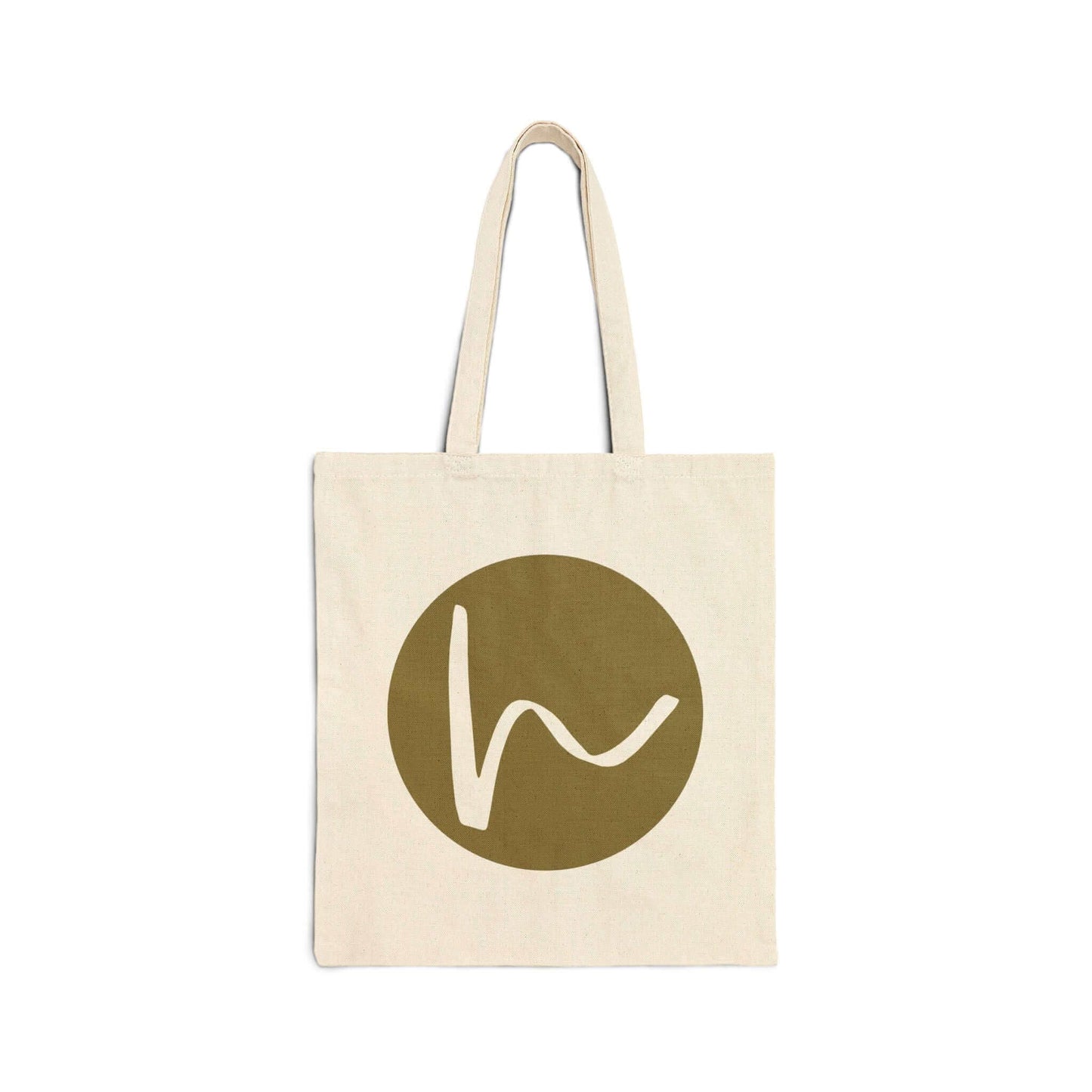 Custom Cotton Canvas Tote Bag – Upload Your Own Design with a stylish logo on a beige background.