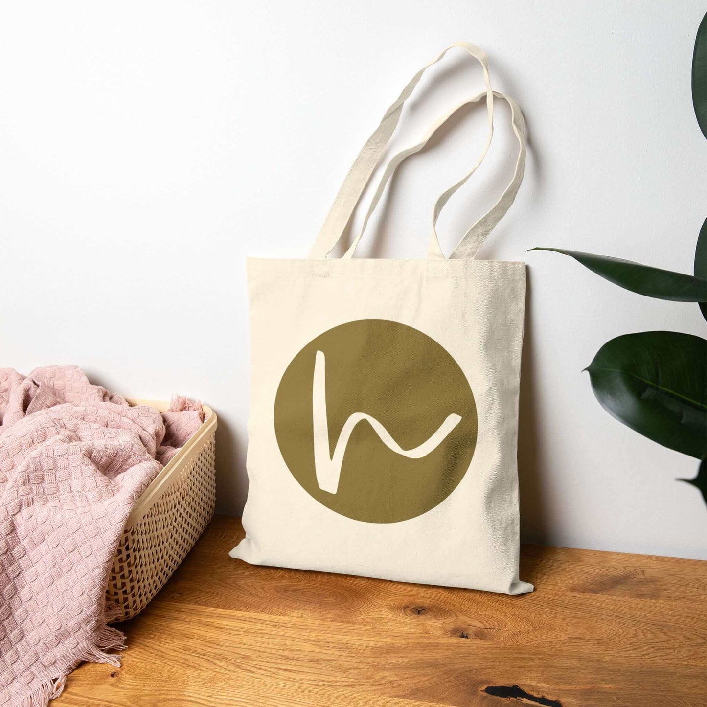 Custom Cotton Canvas Tote Bag – Upload Your Own Design featuring a stylish logo on a natural canvas background.