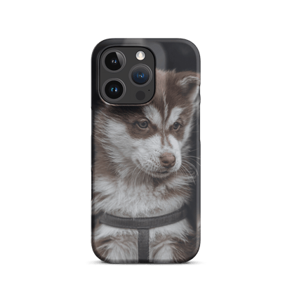 Custom iPhone case featuring a cute brown and white puppy, perfect for dog lovers to showcase their furry friends.