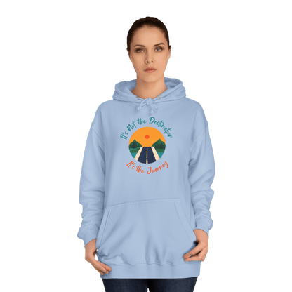 Custom College Hoodie – Add Your Photos, Text & Emojis Your Way in light blue with a motivational design.