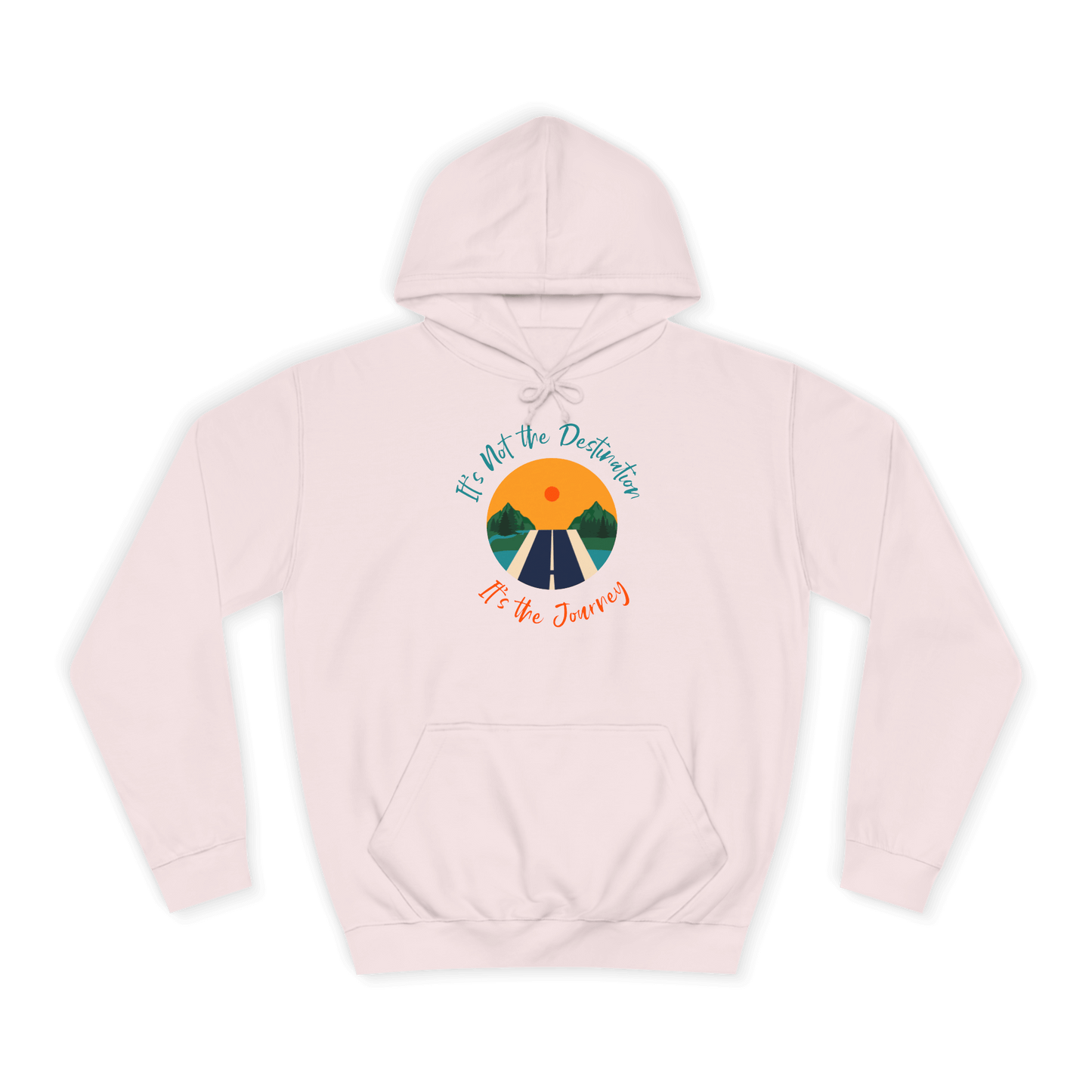 Custom College Hoodie – Add Your Photos, Text & Emojis Your Way in pastel pink with a motivational design.