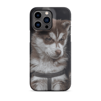 Custom iPhone case featuring an adorable brown puppy, perfect for pet lovers and personalized style.