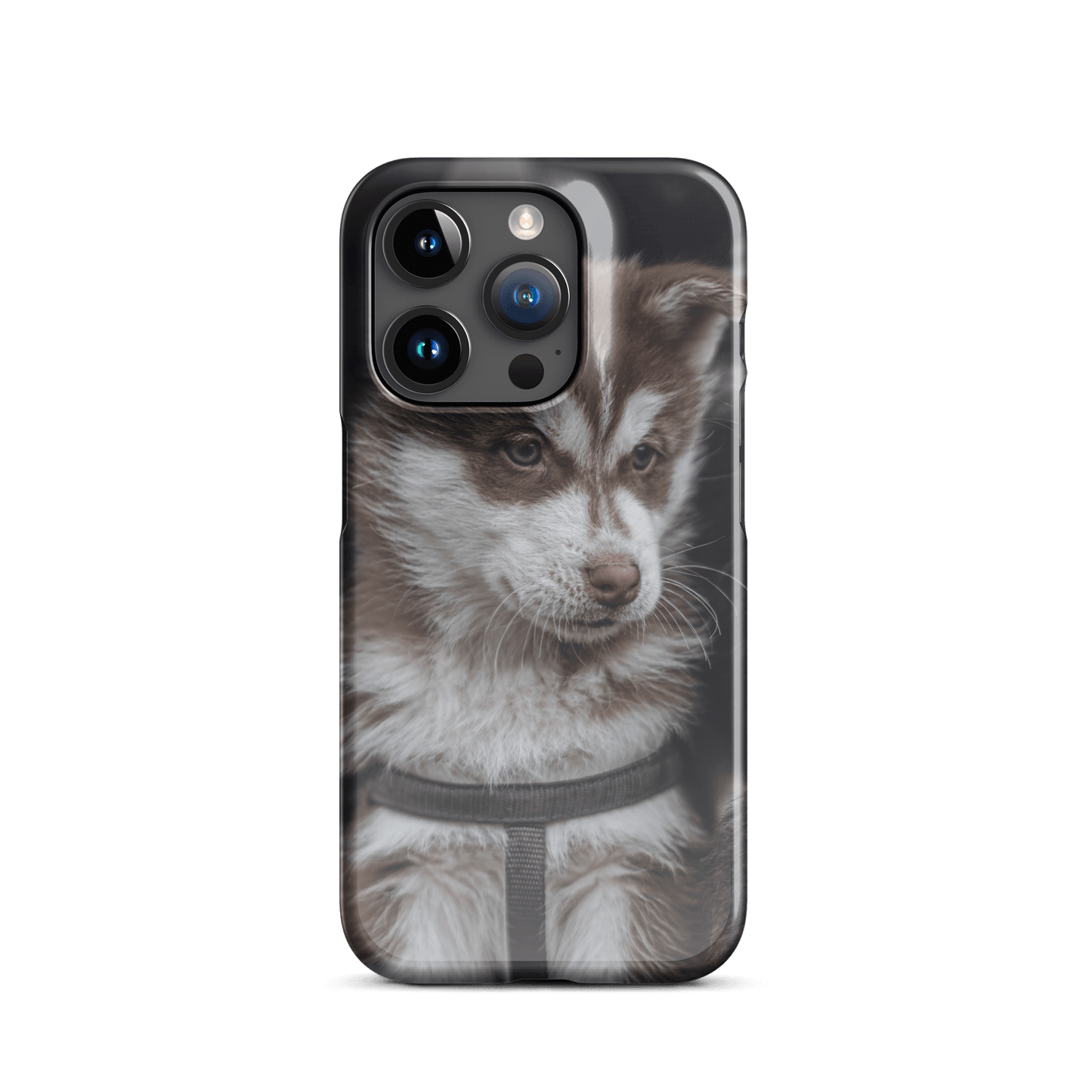 Custom iPhone Case with Your Pics: Snap Your Style featuring a cute puppy image on a sleek case.