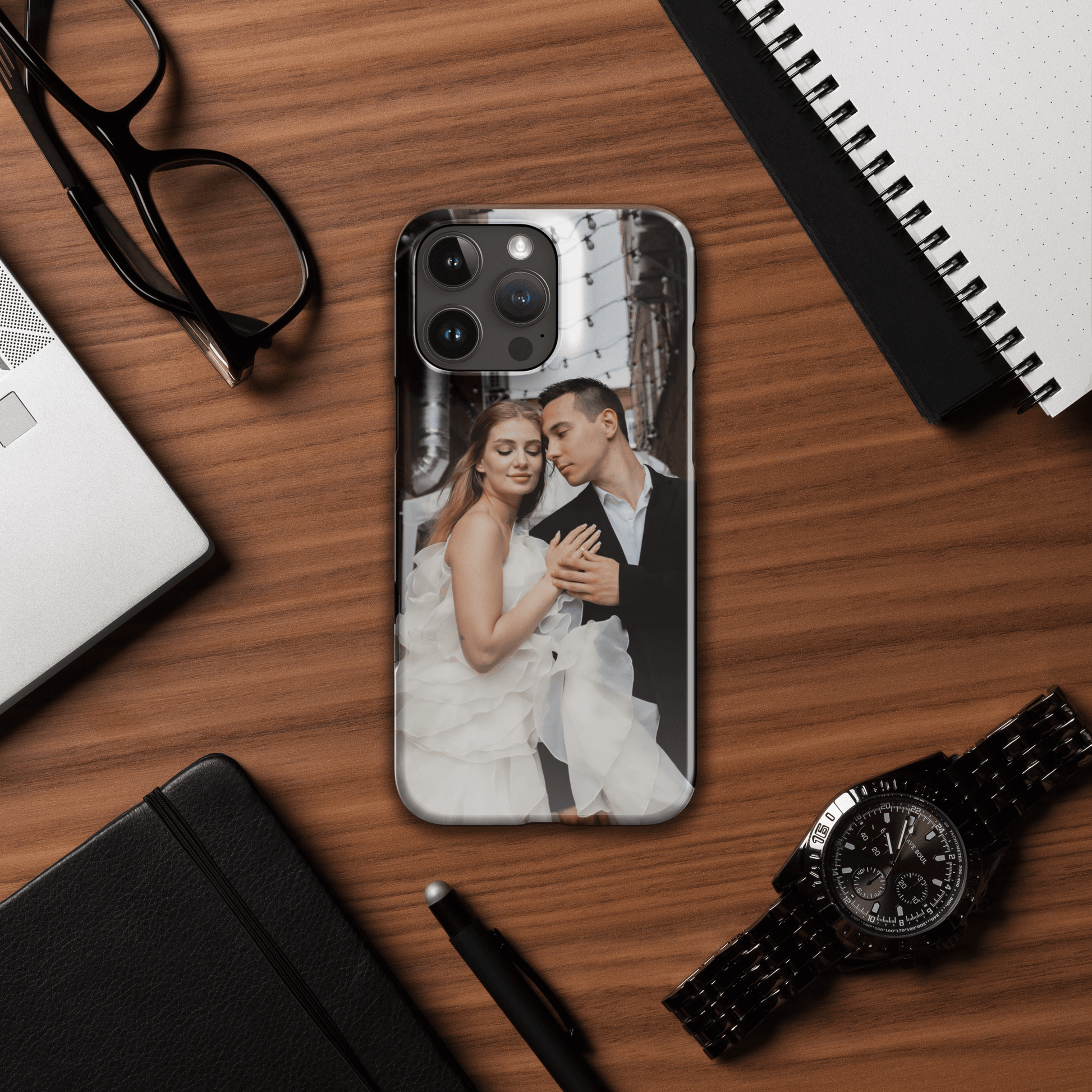 Custom iPhone case featuring a romantic couple, perfect for showcasing personal memories and style.