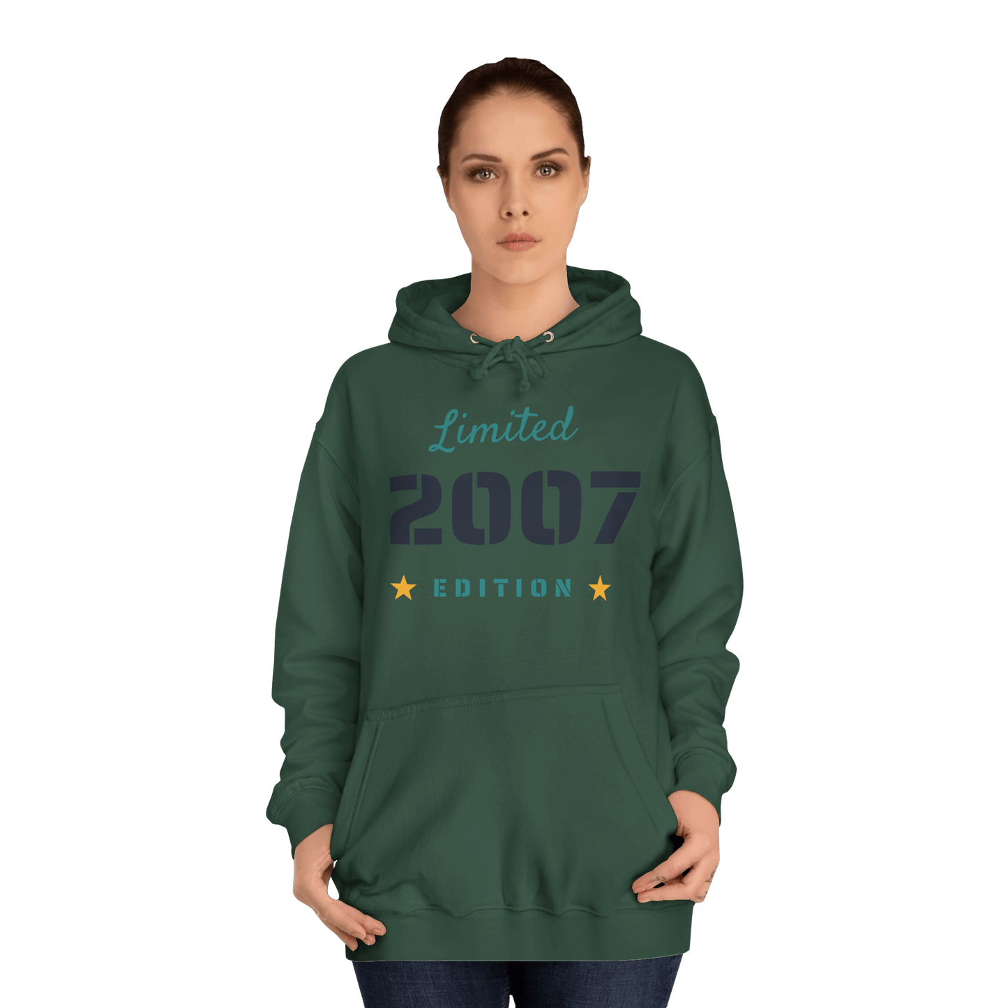 Custom College Hoodie – Add Your Photos, Text & Emojis Your Way in green with Limited 2007 Edition design.