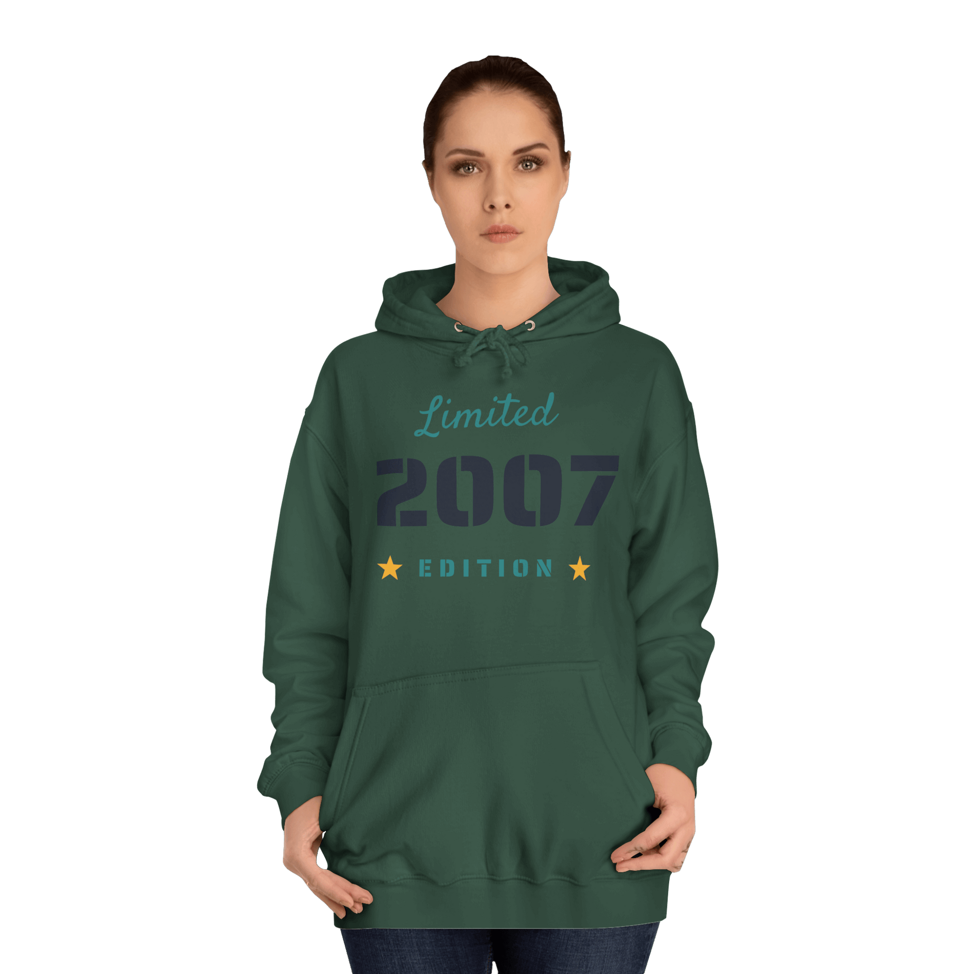 Custom College Hoodie – Add Your Photos, Text & Emojis Your Way in green with Limited 2007 Edition design.