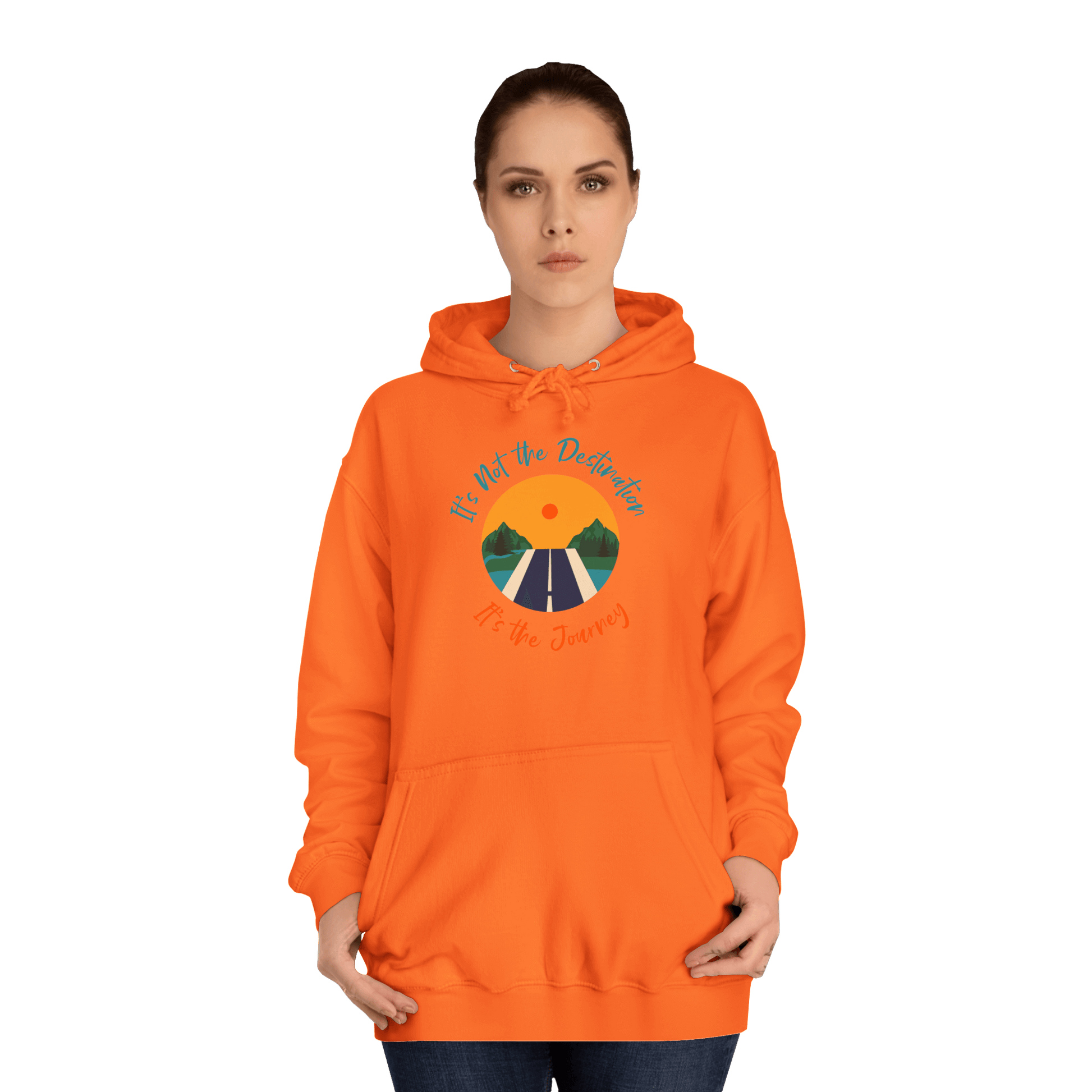 Custom College Hoodie – Add Your Photos, Text & Emojis Your Way in vibrant orange with inspirational design.