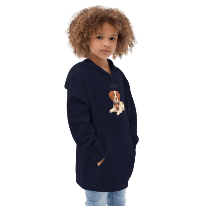 Custom Pet Hoodie for Kids – Magical Cartoon Personalized Gift featuring a child with a dog illustration.