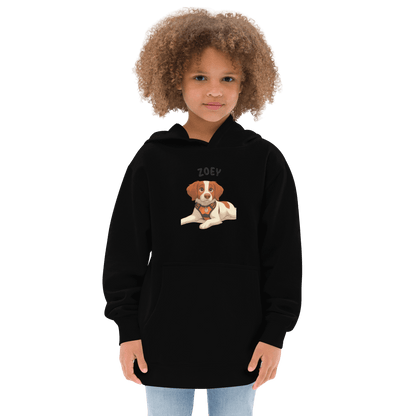 Custom Pet Hoodie for Kids – Magical Cartoon Personalized Gift featuring a black hoodie with a cartoon dog. 