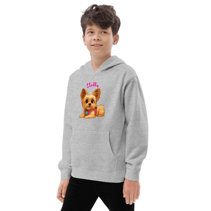 Custom Pet Hoodie for Kids – Magical Cartoon Personalized Gift featuring a happy dog illustration.