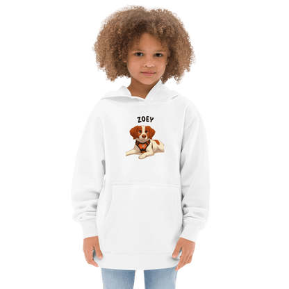Custom Pet Hoodie for Kids – Magical Cartoon Personalized Gift featuring a cartoon dog illustration and the name Zoey.