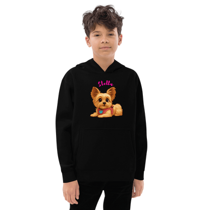 Custom Pet Hoodie for Kids – Magical Cartoon Personalized Gift featuring a child with a pet illustration hoodie.