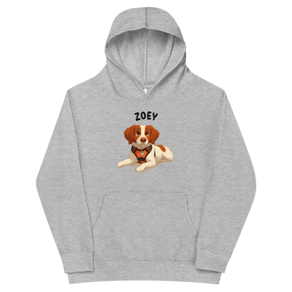 Custom Pet Hoodie for Kids – Magical Cartoon Personalized Gift featuring a cute dog illustration named Zoey.