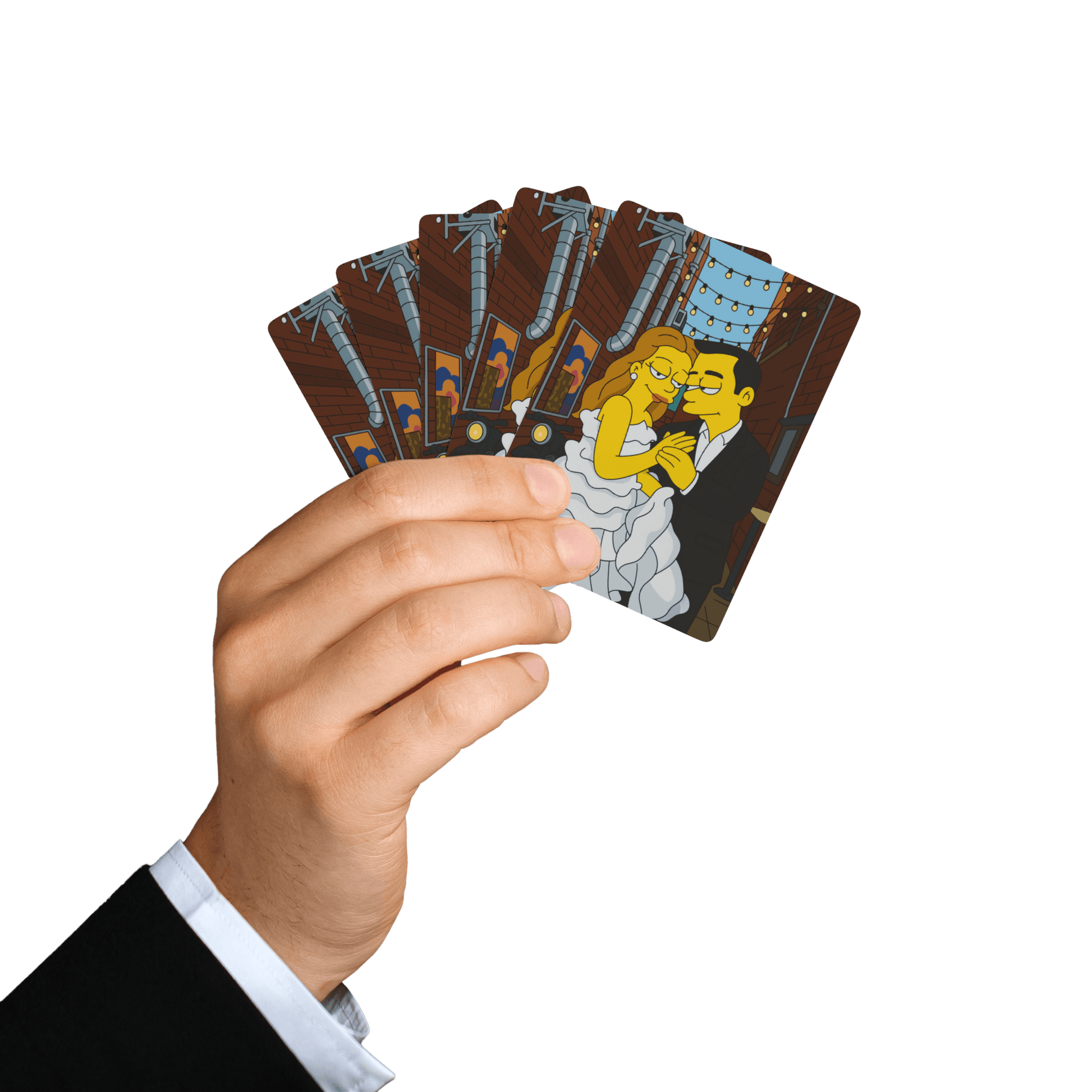 Custom Playing Cards – Upload, Cartoonize, Celebrate with a couple illustration on celebratory cards.
