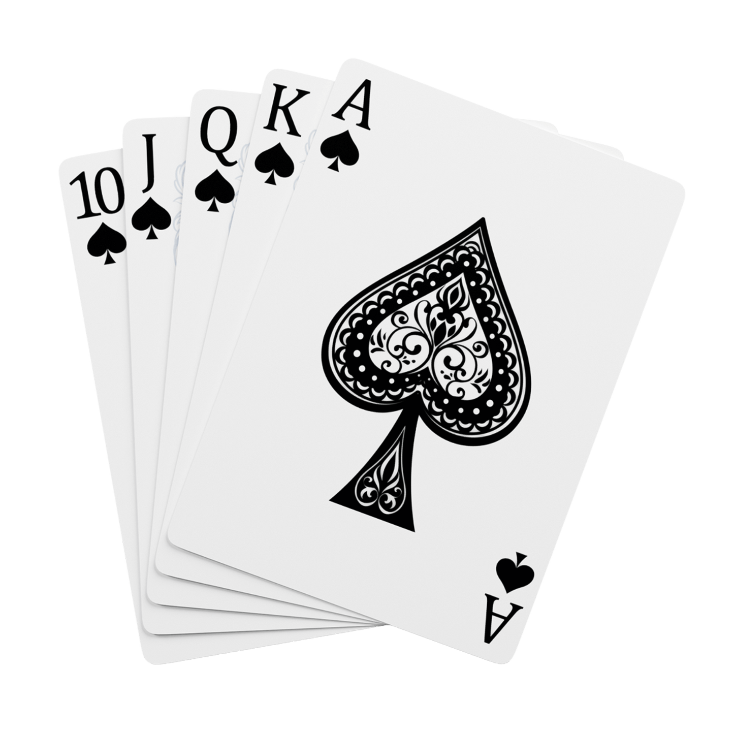 Custom Playing Cards – Upload, Cartoonize, Celebrate with a hand of spade suit playing cards featuring Ace to 10.