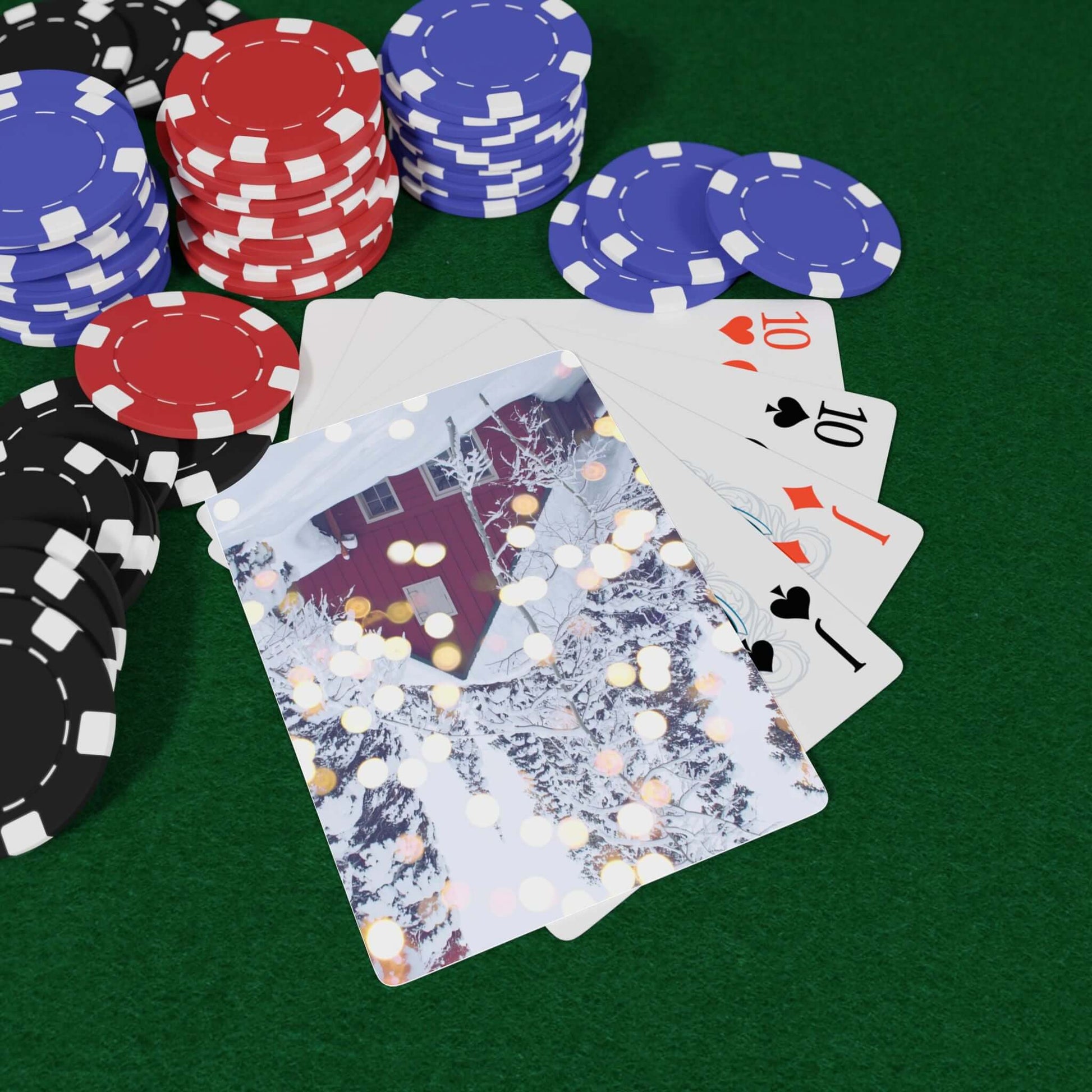 Custom Playing Cards – Upload, Cartoonize, Celebrate with festive poker chips and holiday-themed playing cards.