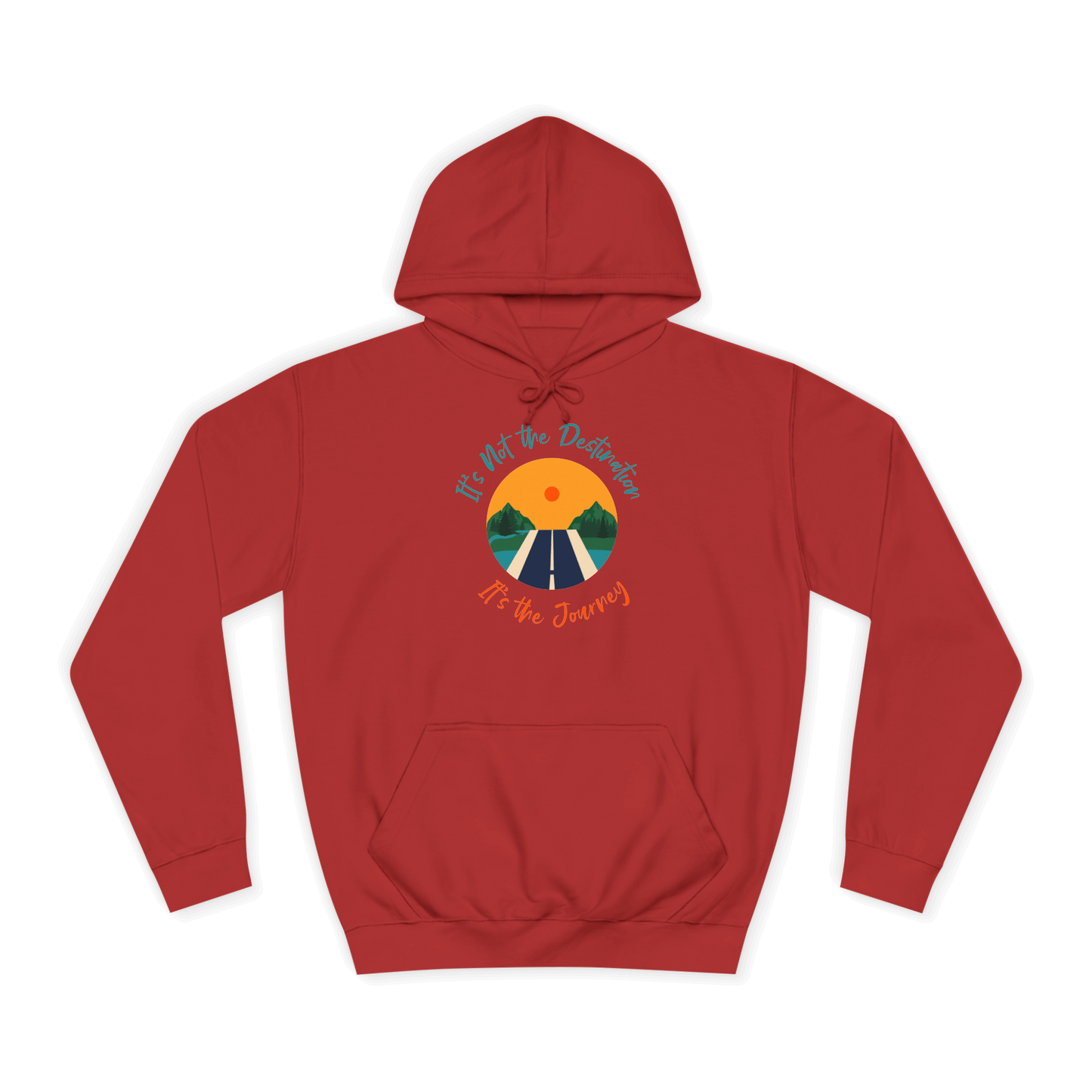 Custom College Hoodie – Add Your Photos, Text & Emojis Your Way in red featuring inspirational graphic.
