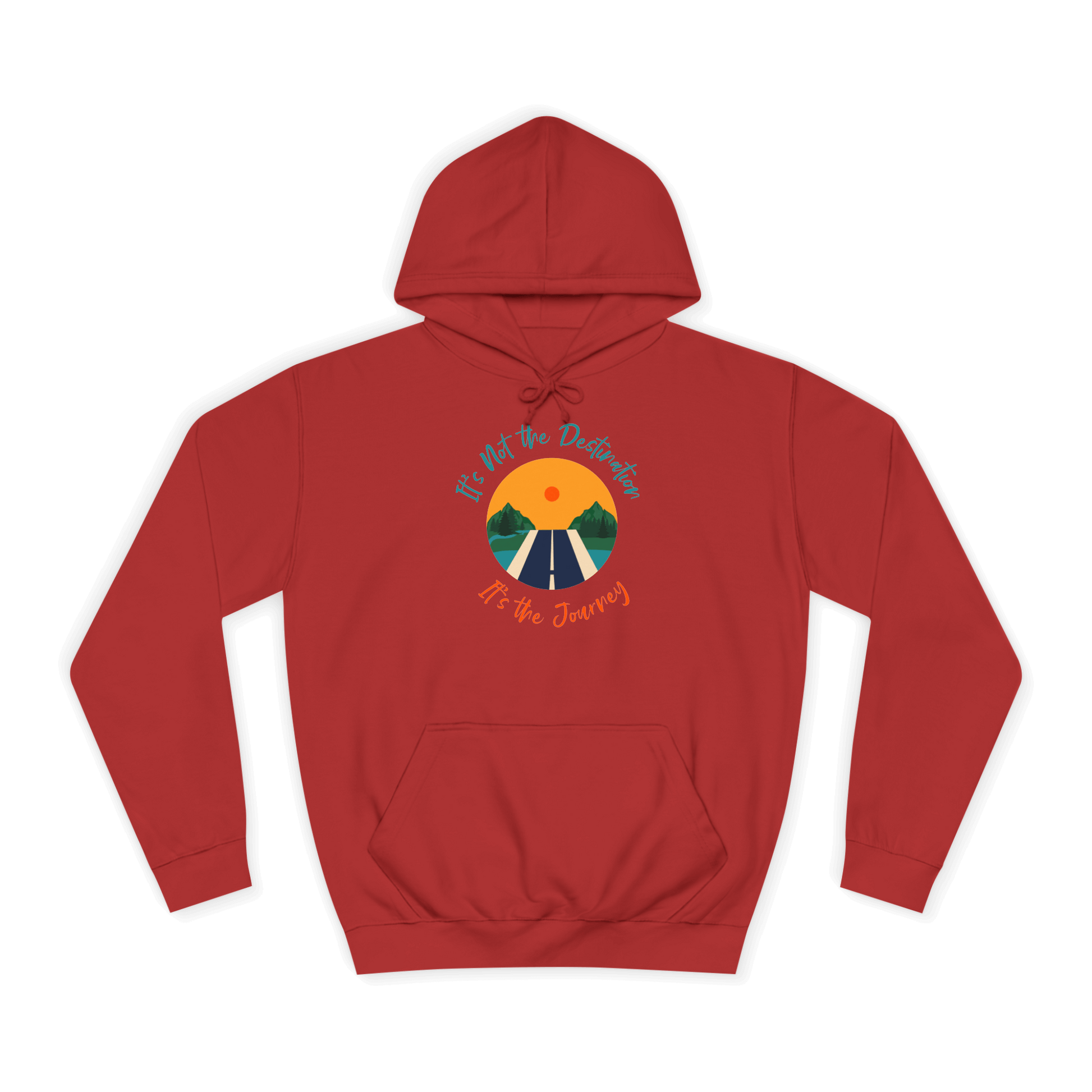 Custom College Hoodie – Add Your Photos, Text & Emojis Your Way in red featuring inspirational graphic.