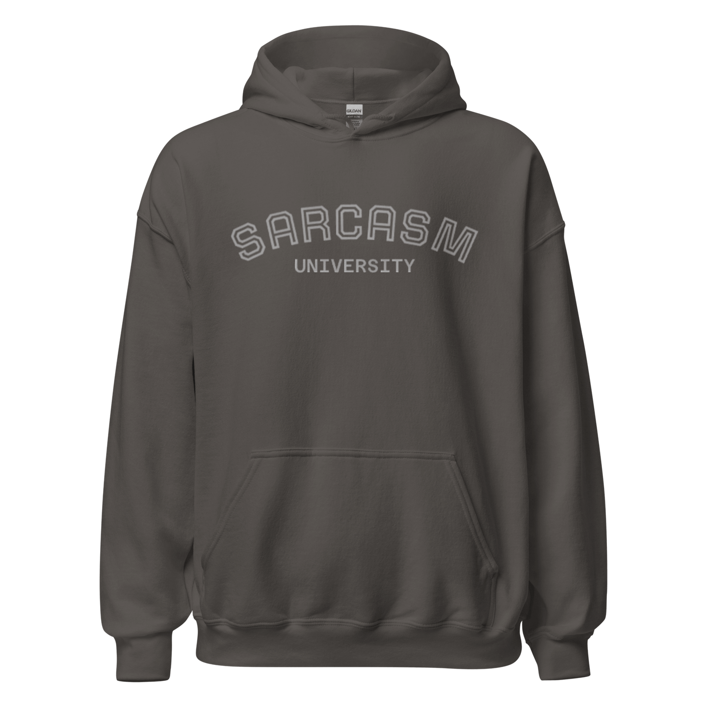 Custom College Hoodie – Your Mantra, Your Mood featuring a 'Sarcasm University' graphic in a cozy design.