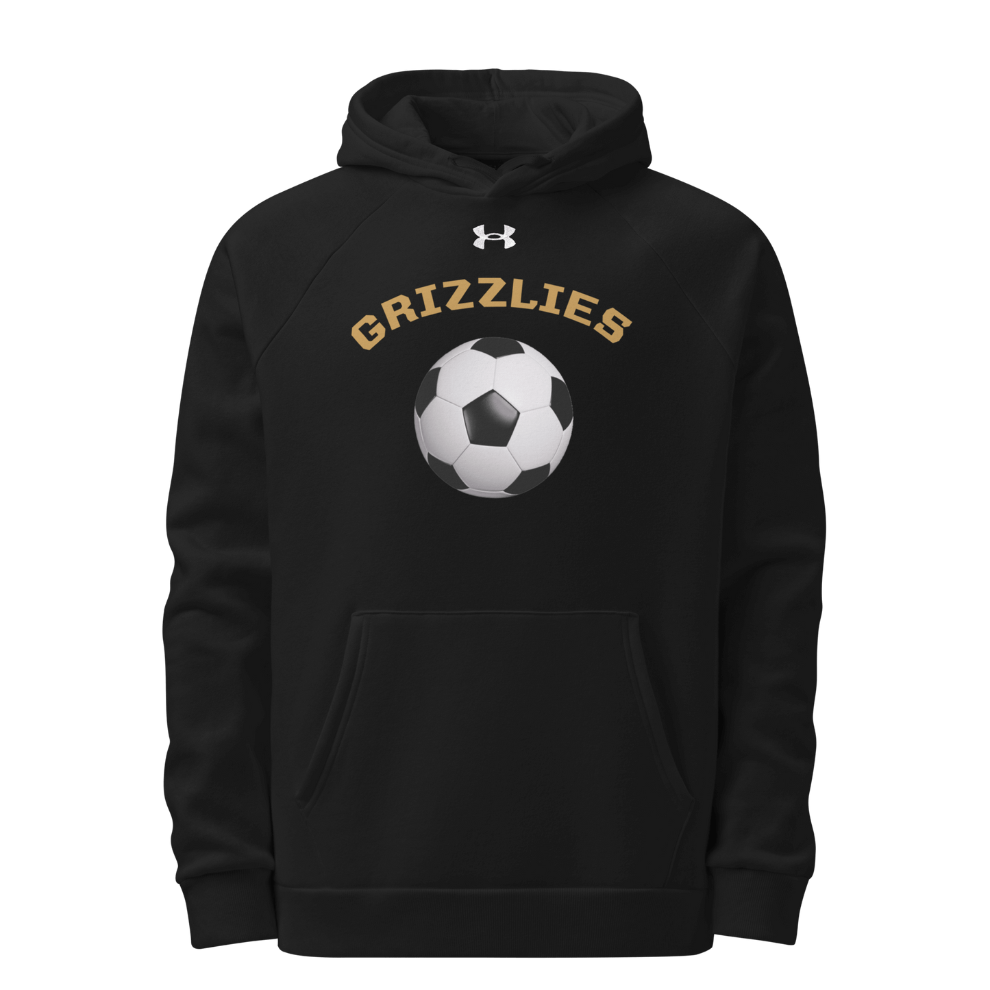 Sports Fan Hoodie with Custom Ball Sport & Team Name featuring the Grizzlies and a soccer ball design.
