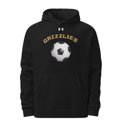 Sports Fan Hoodie with Custom Ball Sport & Team Name featuring the Grizzlies and a soccer ball design.