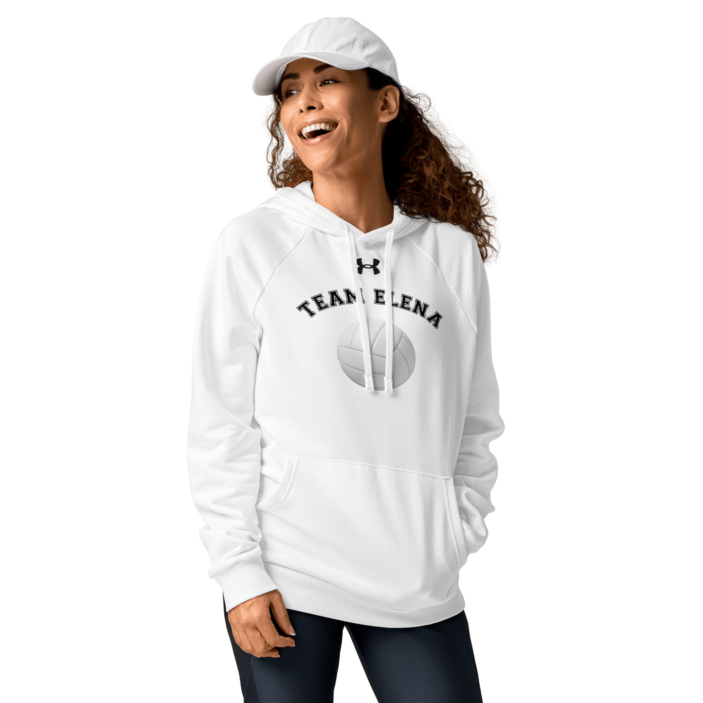 Sports Fan Hoodie with Custom Ball Sport & Team Name featuring volleyball design and personalized name for fans.