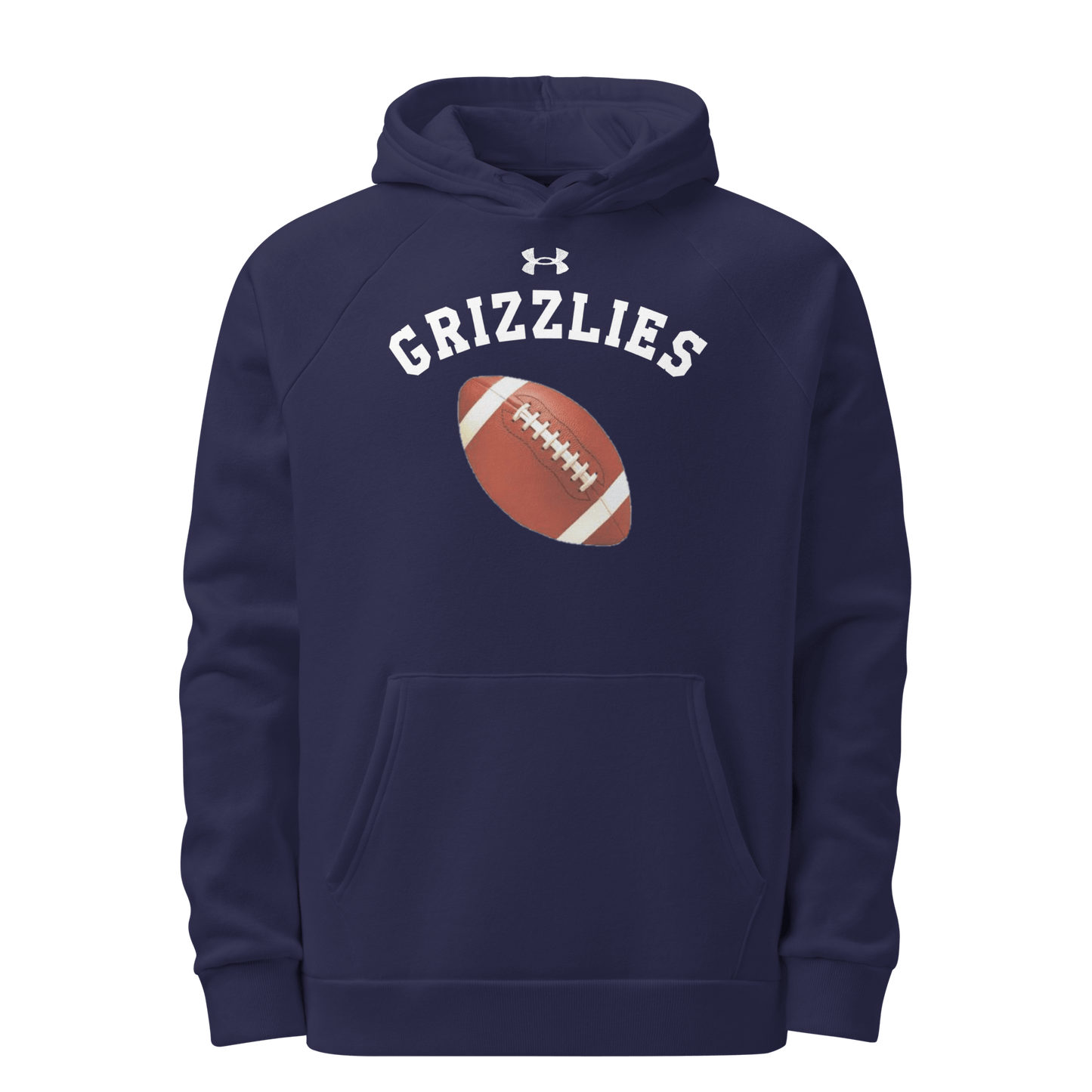 Sports Fan Hoodie with Custom Ball Sport & Team Name featuring Grizzlies and a football design.