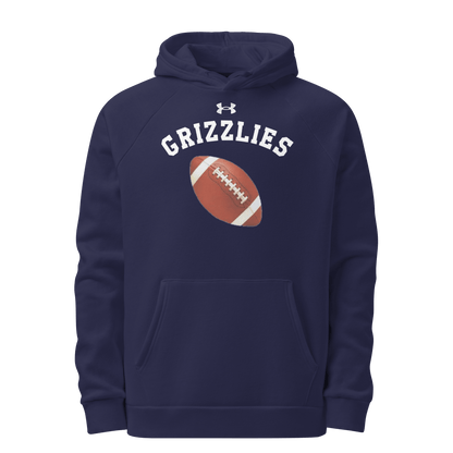 Sports Fan Hoodie with Custom Ball Sport & Team Name featuring Grizzlies and a football design.