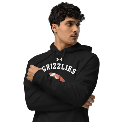 Sports Fan Hoodie with Custom Ball Sport & Team Name featuring a young man wearing a Grizzlies hoodie.