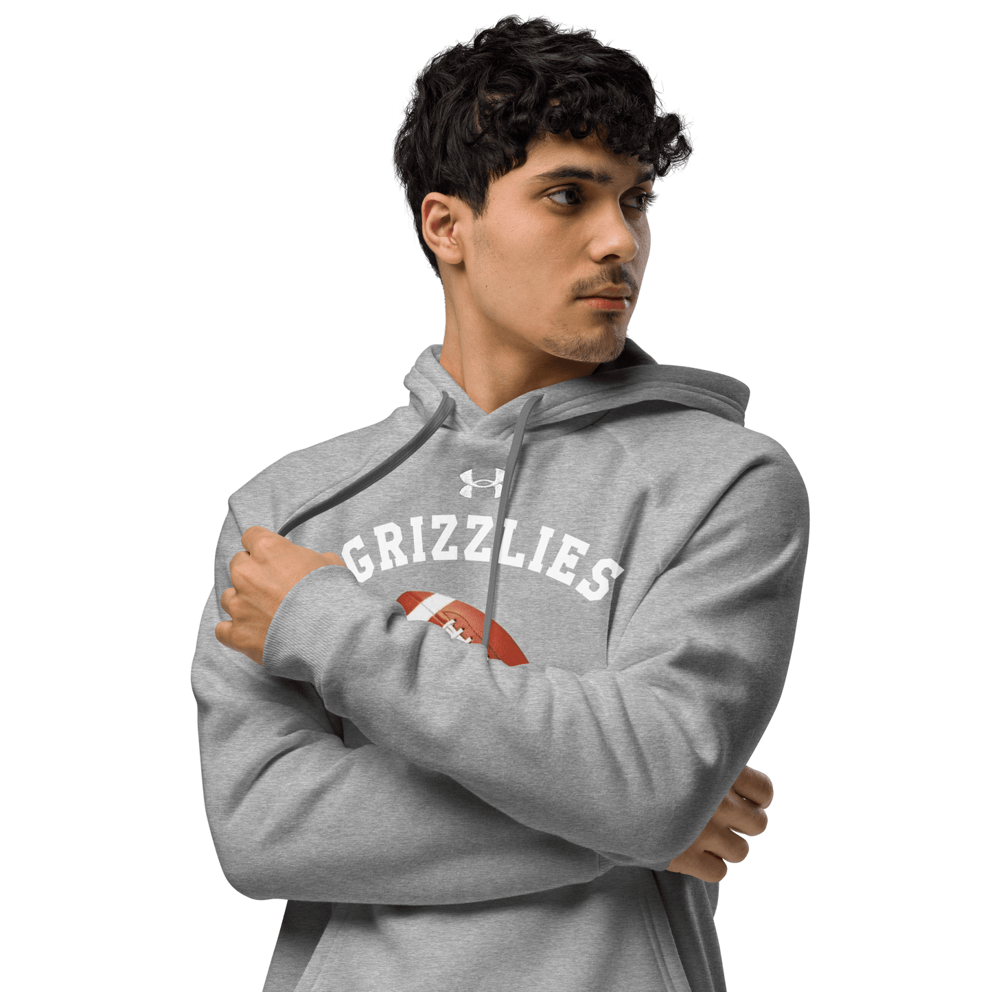 Sports Fan Hoodie with Custom Ball Sport & Team Name featuring Grizzlies design in athletic style.