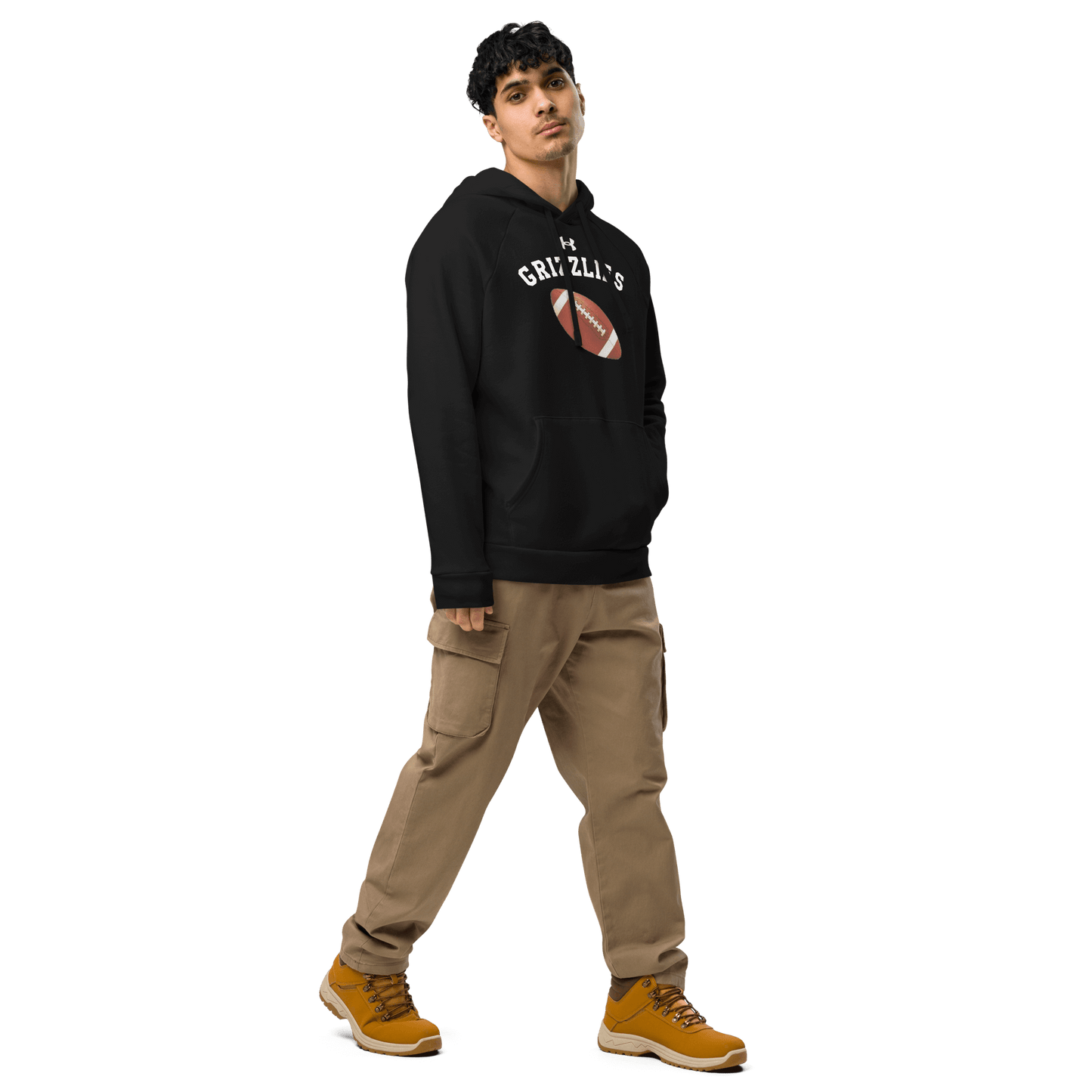 Sports Fan Hoodie with Custom Ball Sport & Team Name, featuring a stylish black design and sporty graphics.