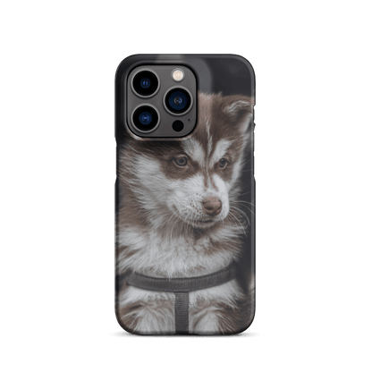 Custom iPhone case featuring a cute brown and white puppy, perfect for showing off your furry friend!