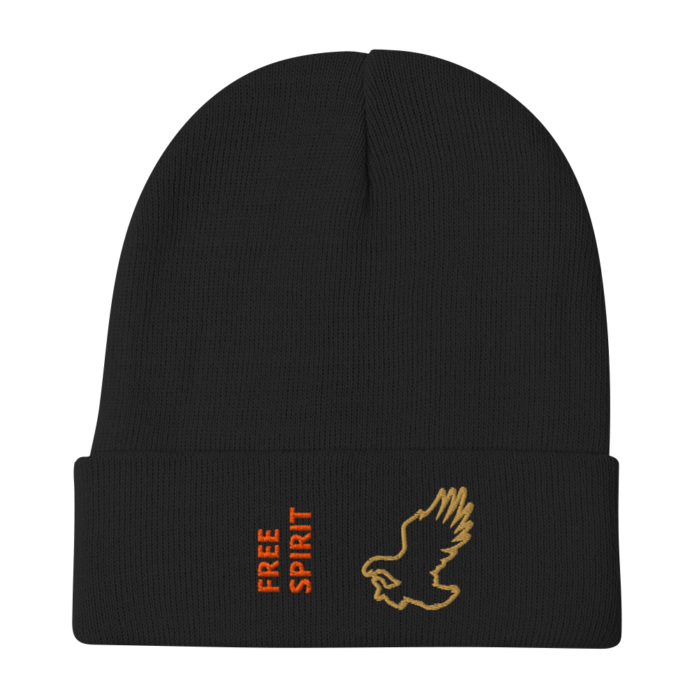 Eagle Beanie – Embroidered Knit Hat with Custom Text featuring a bold eagle design.