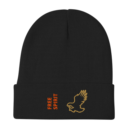 Eagle Beanie – Embroidered Knit Hat with Custom Text featuring a bold eagle design.