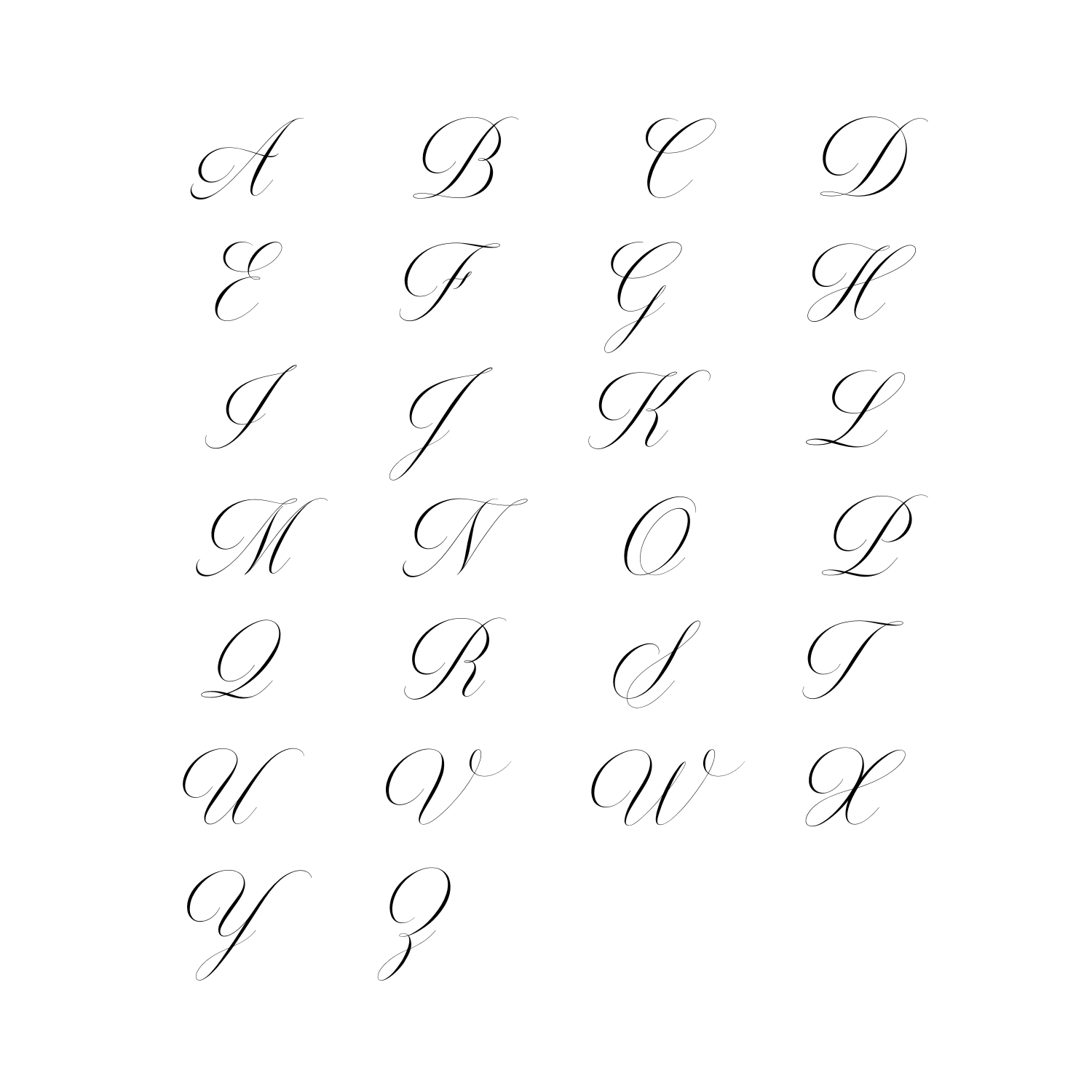 Alice Initial Necklace – Personalized 14k Gold-Filled Heart alphabet initials chart for engraving options.